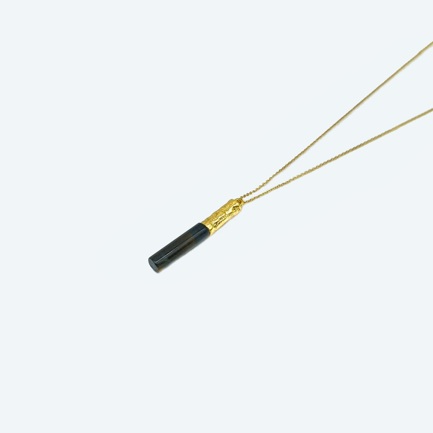 Gold plated brass with natural stone pendant long chain necklace