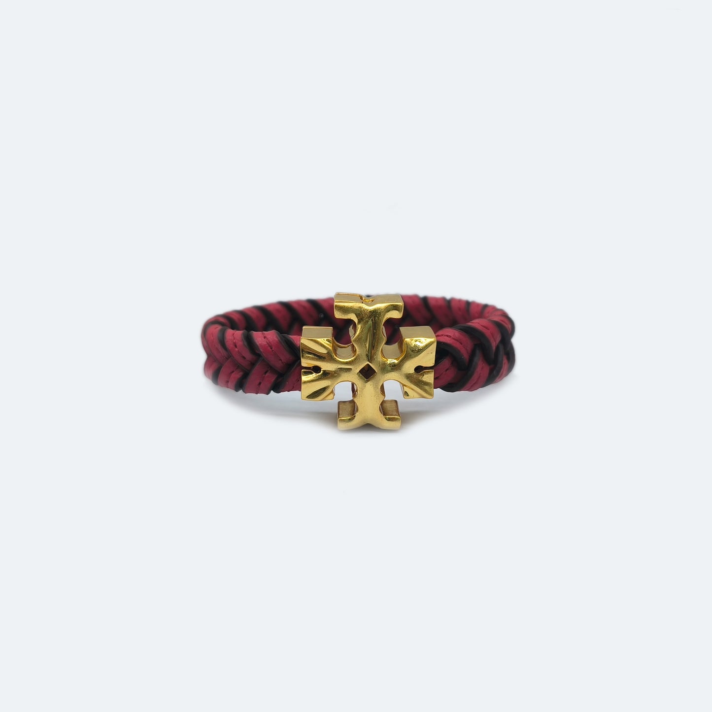 Vintage gold plated woven leather bracelet