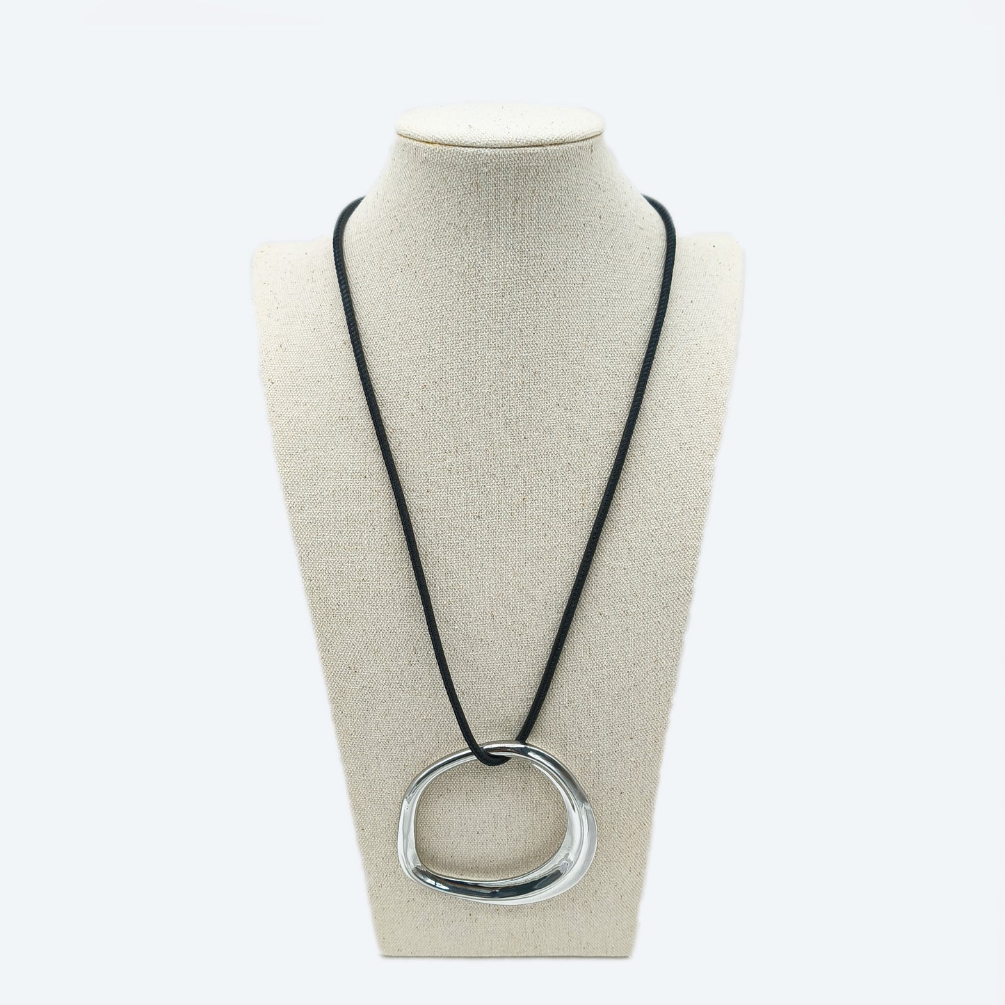 Leather necklace with asymmetric piece detail