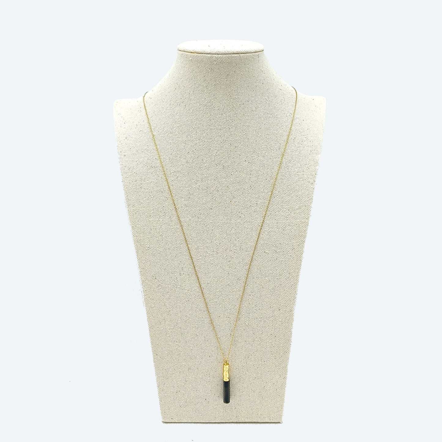 Gold plated brass with natural stone pendant long chain necklace