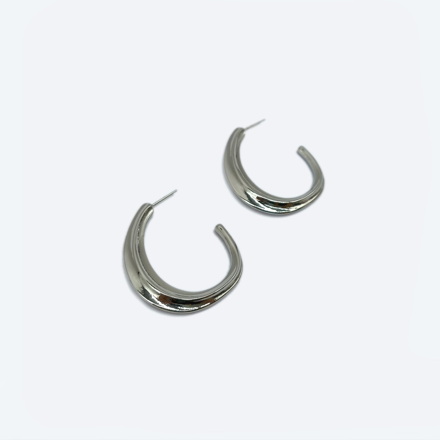 Woman's silver mid size hoop earrings