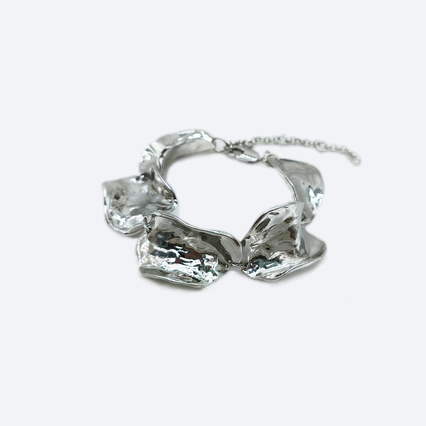 Rhodium plated textured bracelet