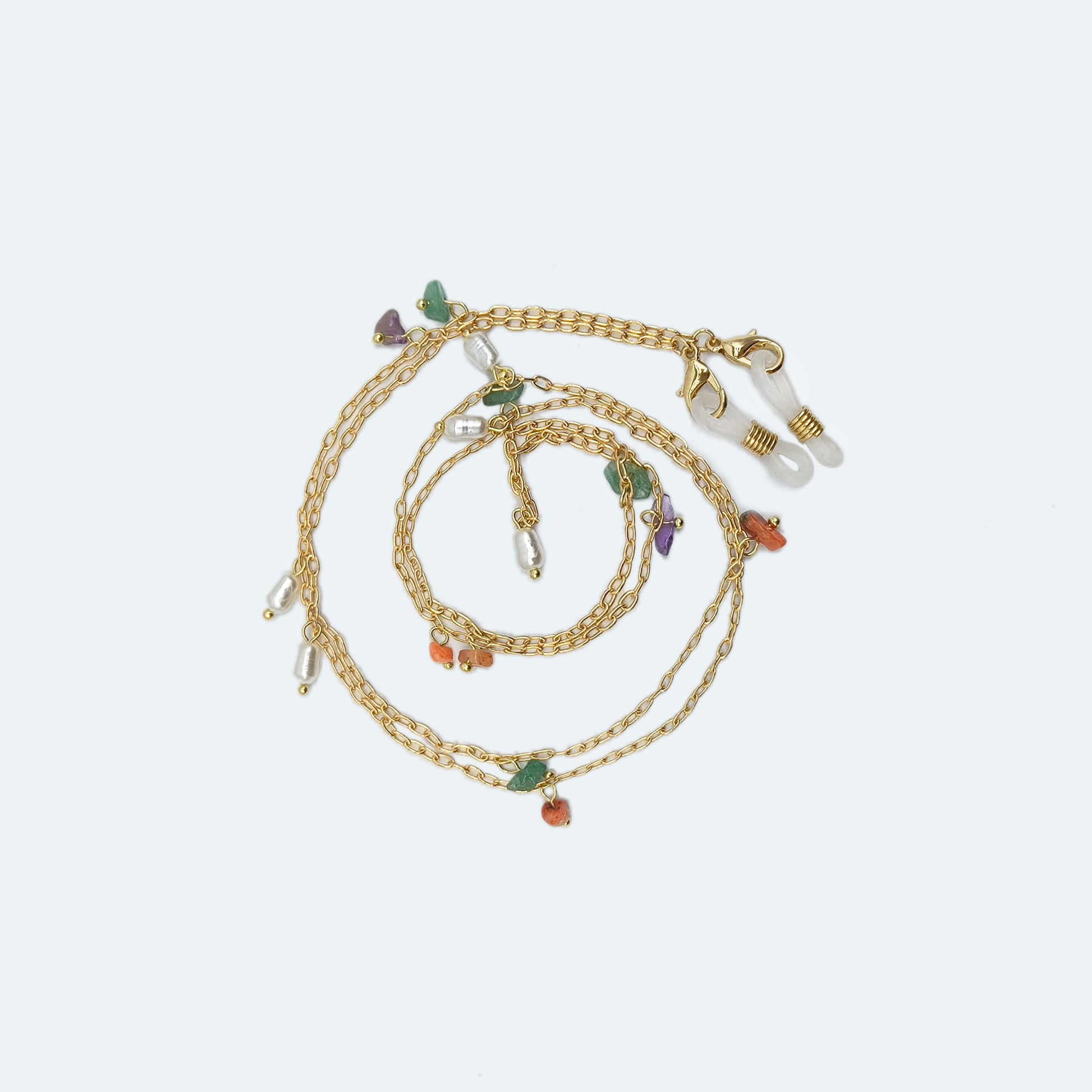 Semi-precious stone and pearl eyeglasses chain