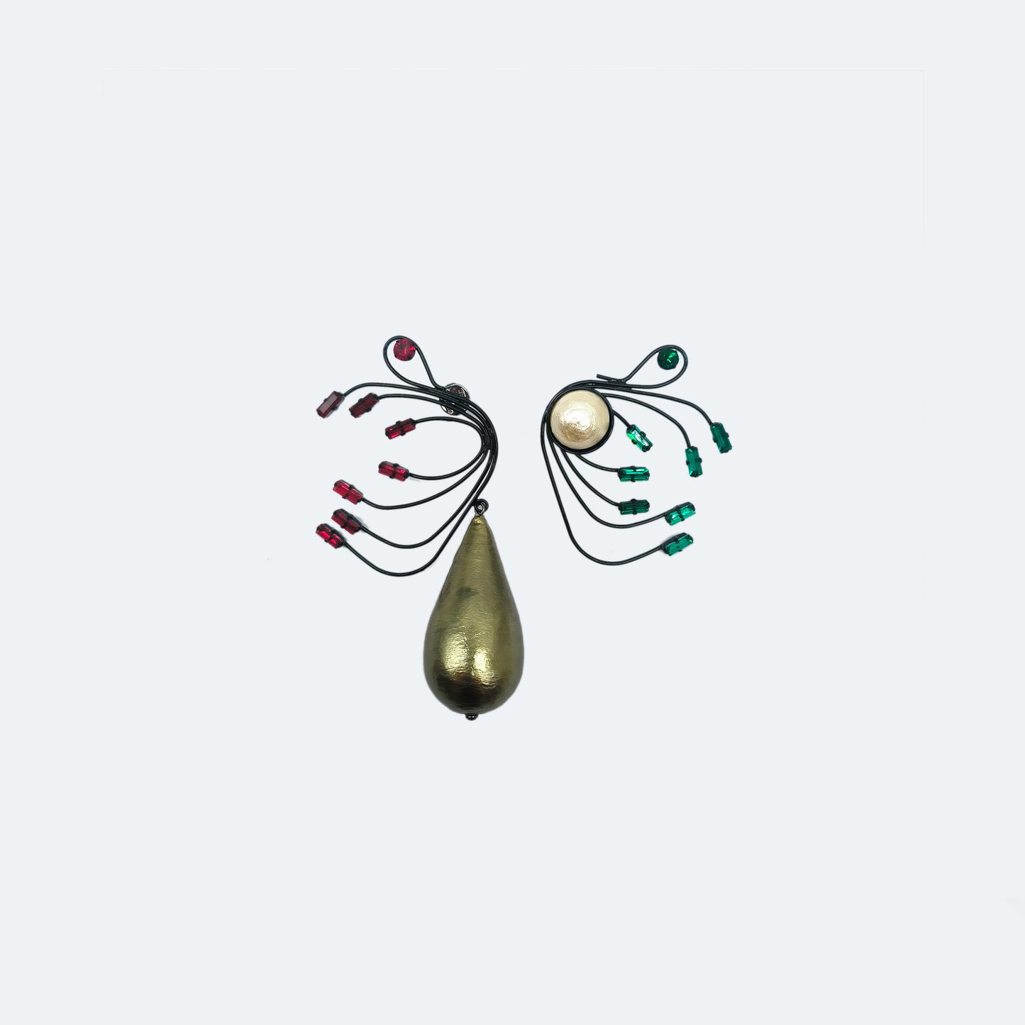 Woman's jewelry - Swan mismatched drop earrings in black/multi