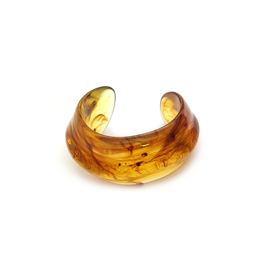 Amber - hued Marbled Resin Wide Cuff
