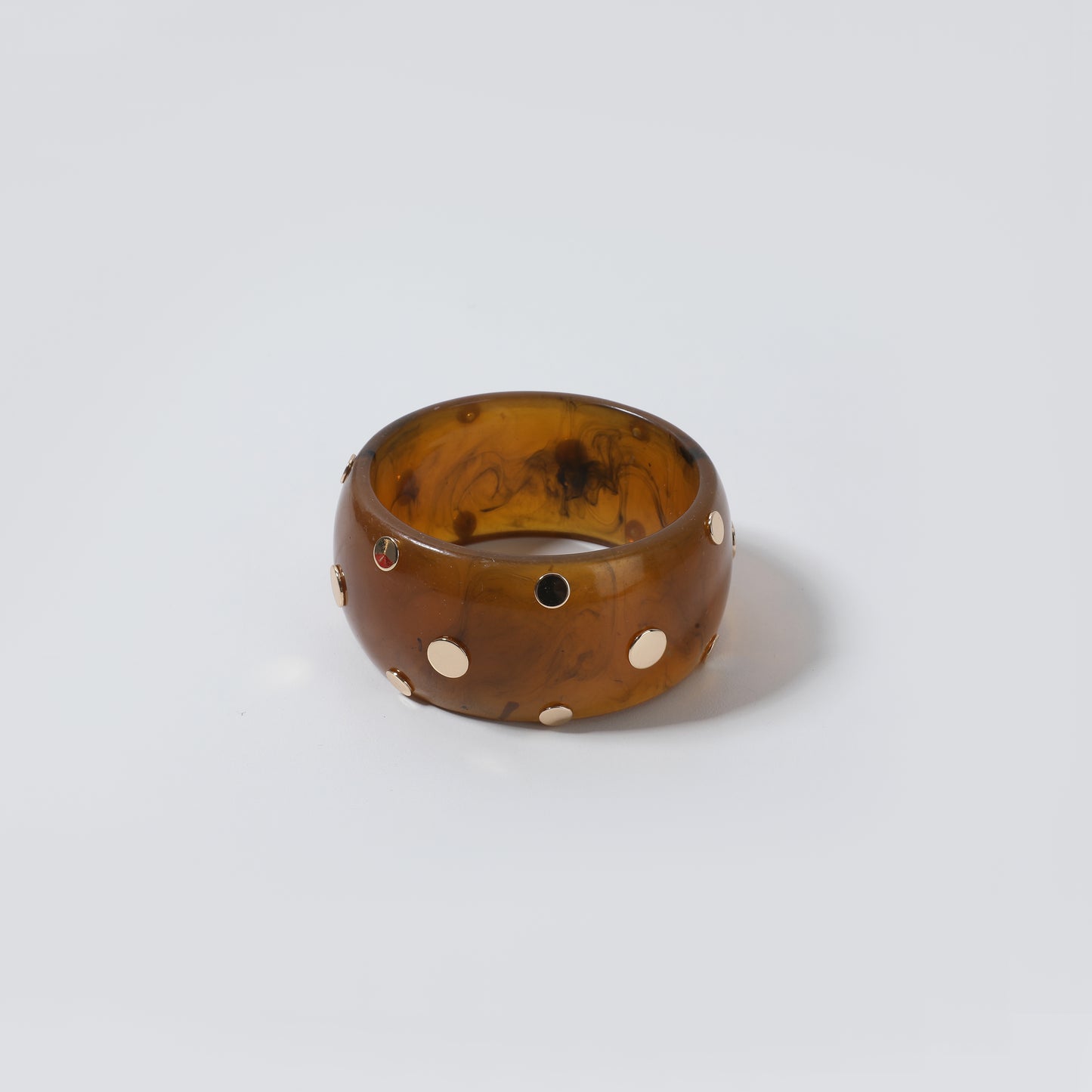 Amber Resin Bangle with Gold Polka Dot Inlay