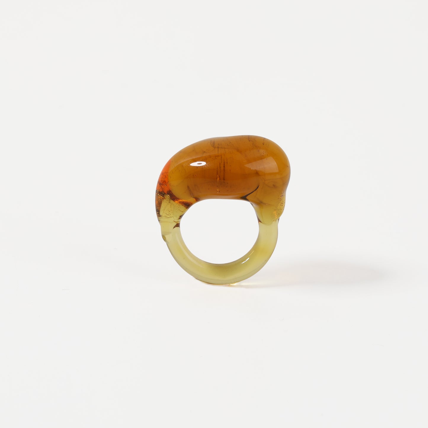 Amber gradient domed chunky glass ring
