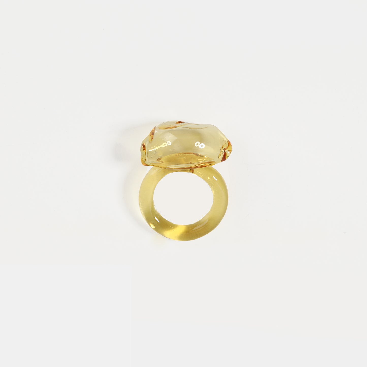 Amber yellow domed chunky glass ring