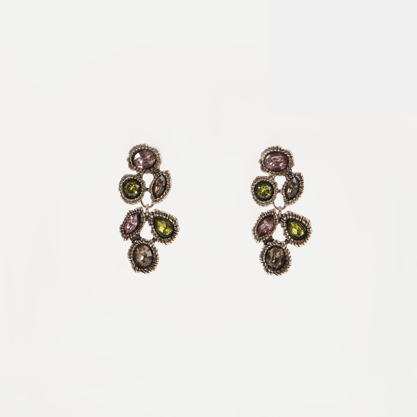Antique silver multi-color crystal drop earring