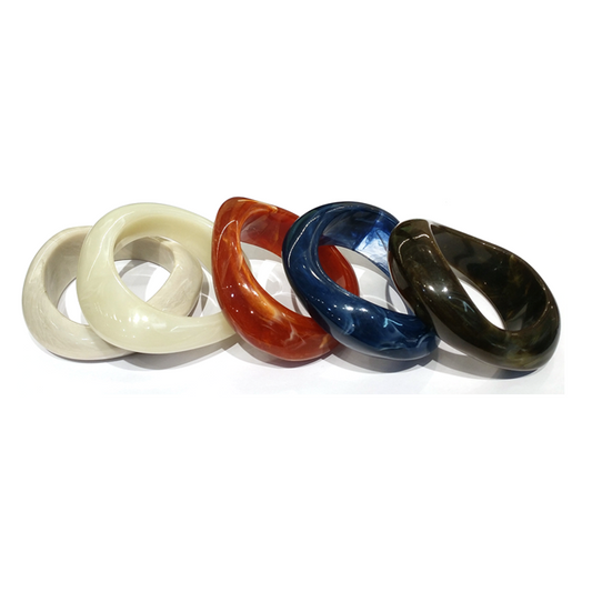 Assorted Colored Irregular - shaped Resin Bracelet Set