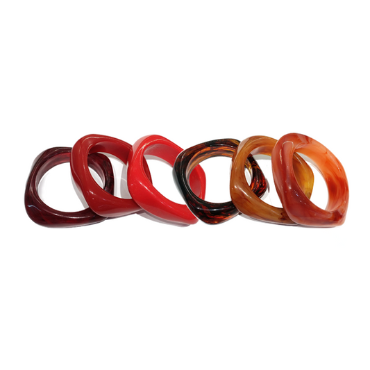 Assorted Colored  Irregular - shaped Resin Bracelet Set