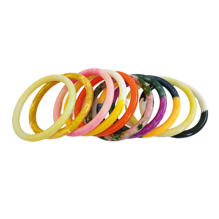 Assorted Colored Thin Resin Bracelet Set