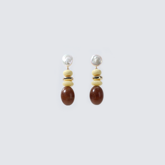 Baroque Pearl & Cream Bead Drop Earrings