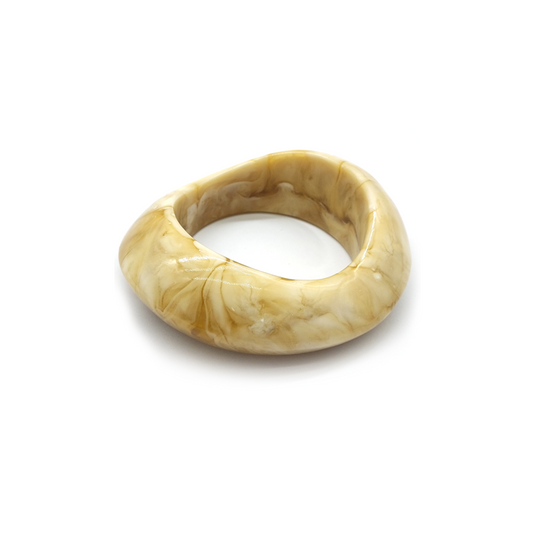 Beige Marbled Resin Irregular - shaped Bracelet