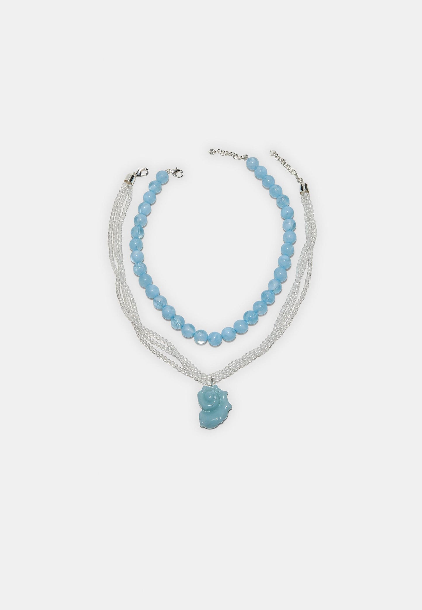 Blue Bead & Shell Layered Necklace