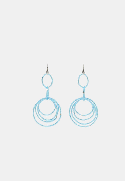 Blue Beaded Multi-Circle Drop Earrings