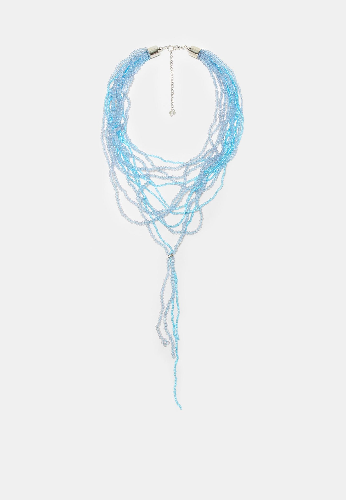 Blue Multi-Strand Beaded Lariat Necklace
