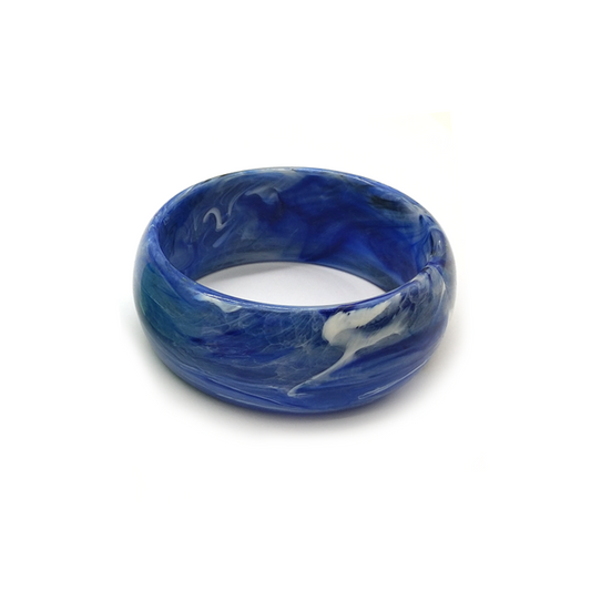 Blue and White Marbled Resin Bracelet