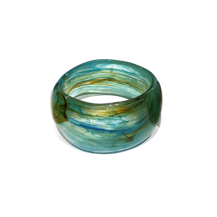Blue and Yellow Marbled Resin Bracelet