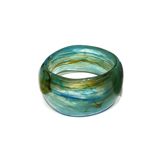 Blue and Yellow Marbled Resin Bracelet