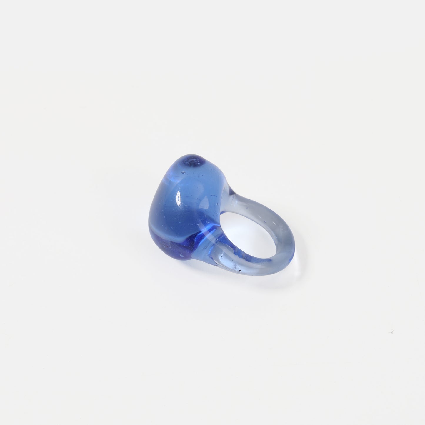 Blue irregular molten-textured glass ring