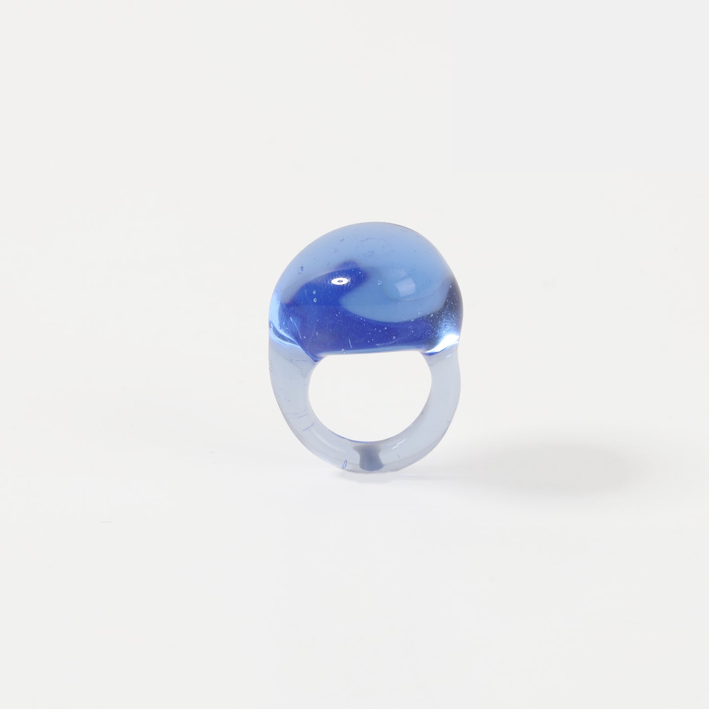 Blue irregular molten-textured glass ring