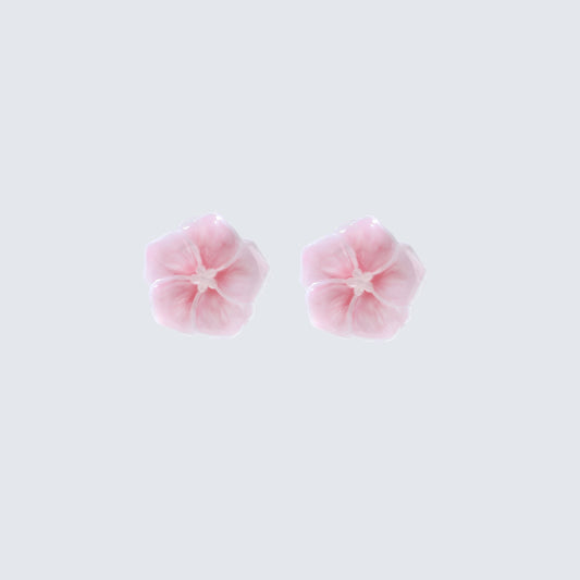 Blush Pink Translucent Flower Stud Earrings