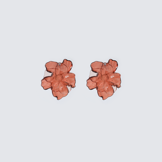 Blush Pink Translucent Flower Stud Earrings