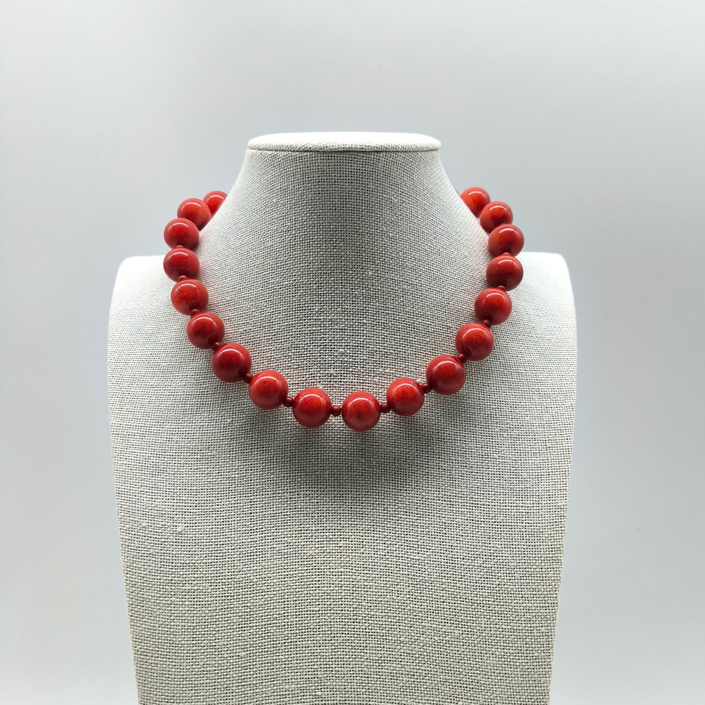 Natural Gemstone Necklace – Statement Red Beads with Smooth Finish