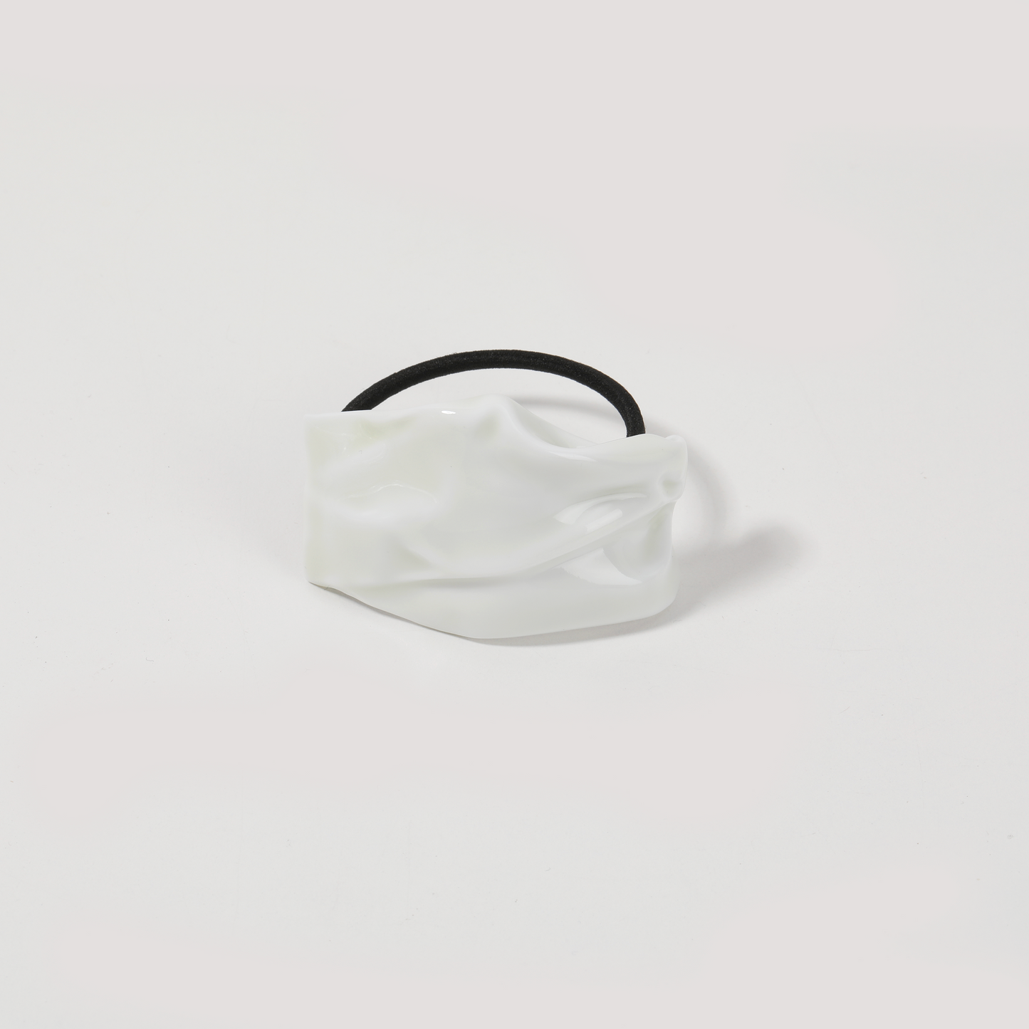 Bright White-Ceramic Crinkled Irregular Hair Scrunchie