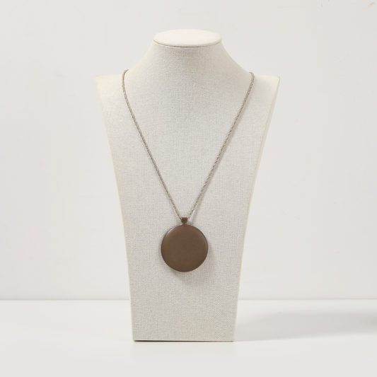 Brown-Glossy Round Long Necklace