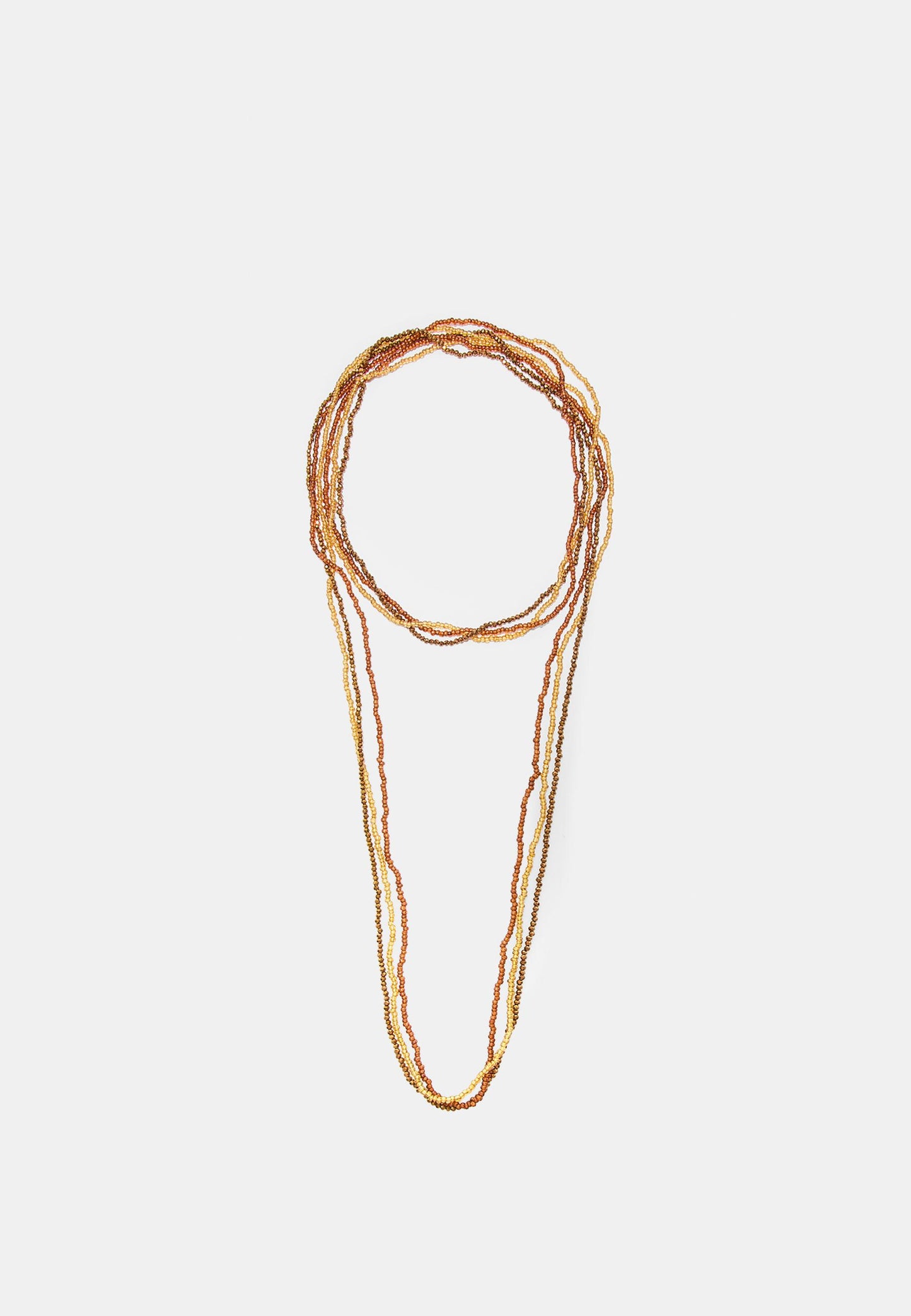 Brown and Gold Multi-Strand Beaded Necklace