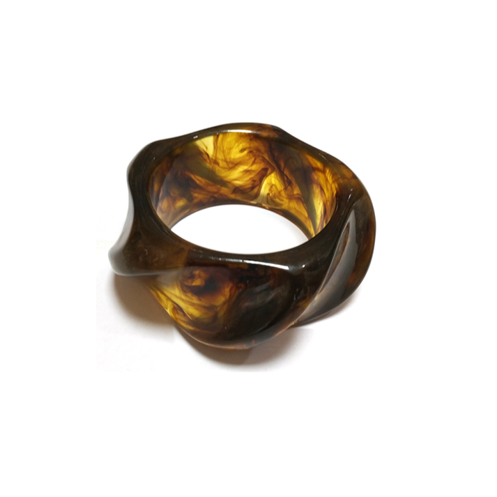 Brown and Yellow Marbled Resin Bracelet