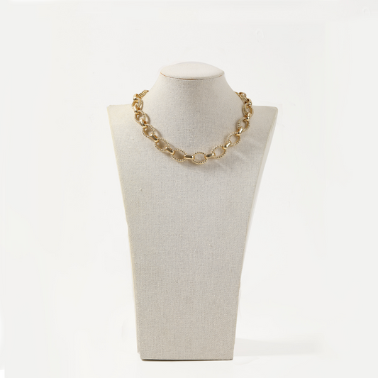 Brown zircon-encrusted choker necklace