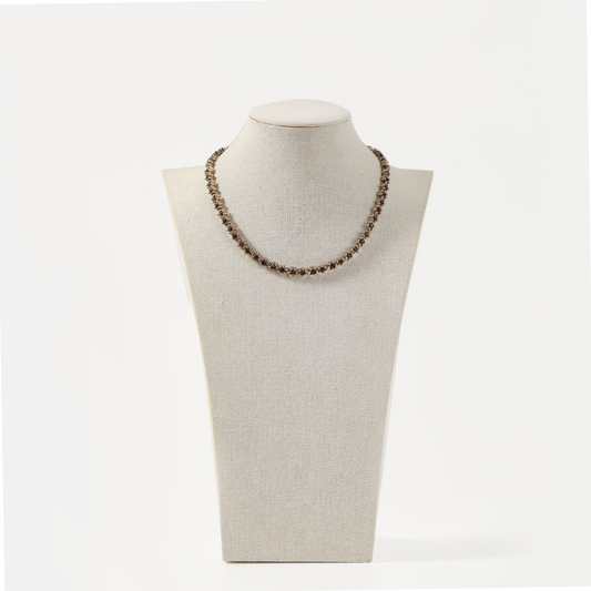 Brown zircon-encrusted choker necklace