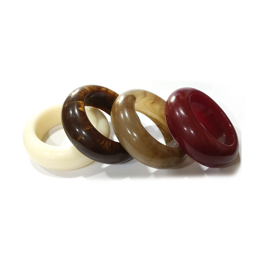 Cream, Dark Brown, Light Brown, and Burgundy Resin Bracelets