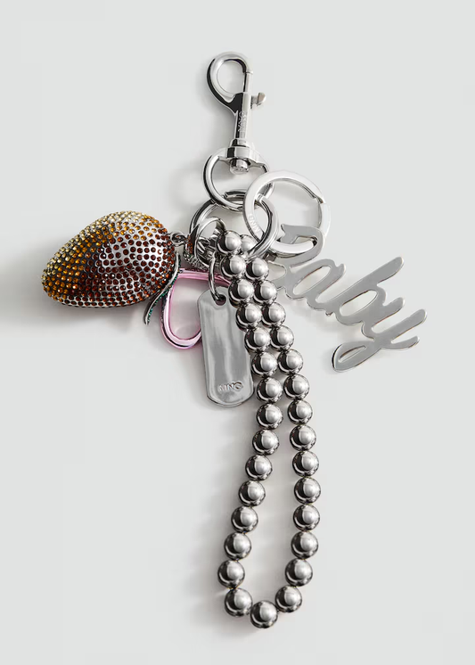 Crystal Strawberry & "Baby" Keychain Set with Ball Chain