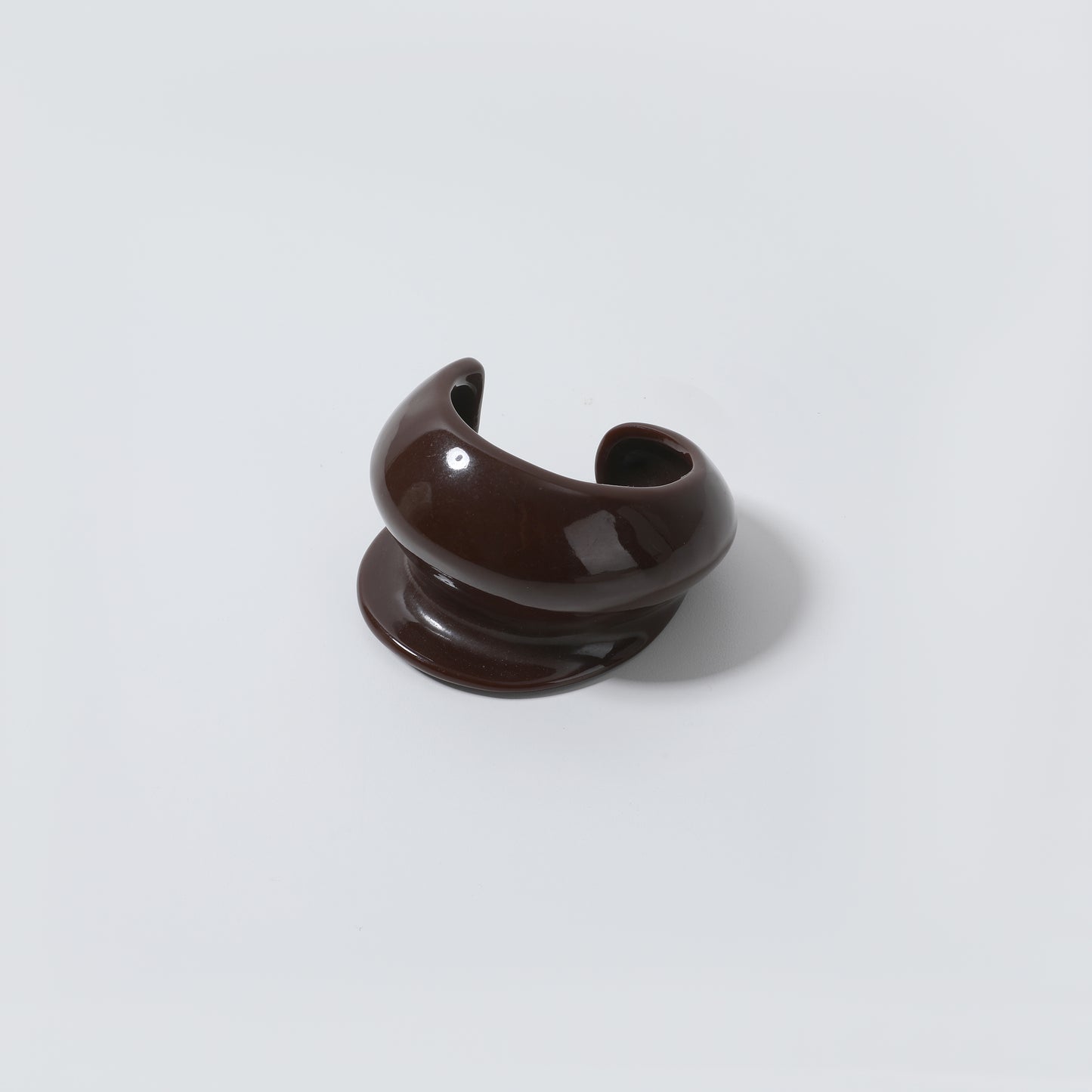 Dark Brown Glossy Sculptural Bracelet