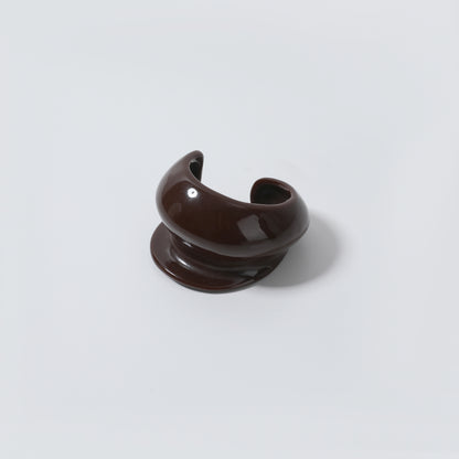 Dark Brown Glossy Sculptural Bracelet