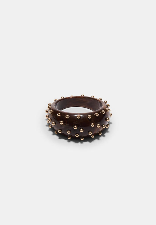 Dark Brown Resin Studded Bangle