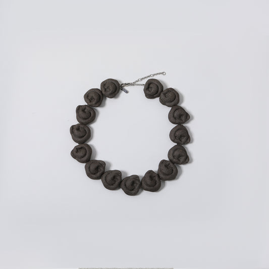 Dark Gray Twisted Bud Beaded Choker