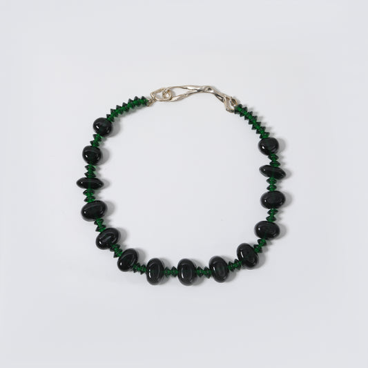 Dark Green Glass Beaded Choker