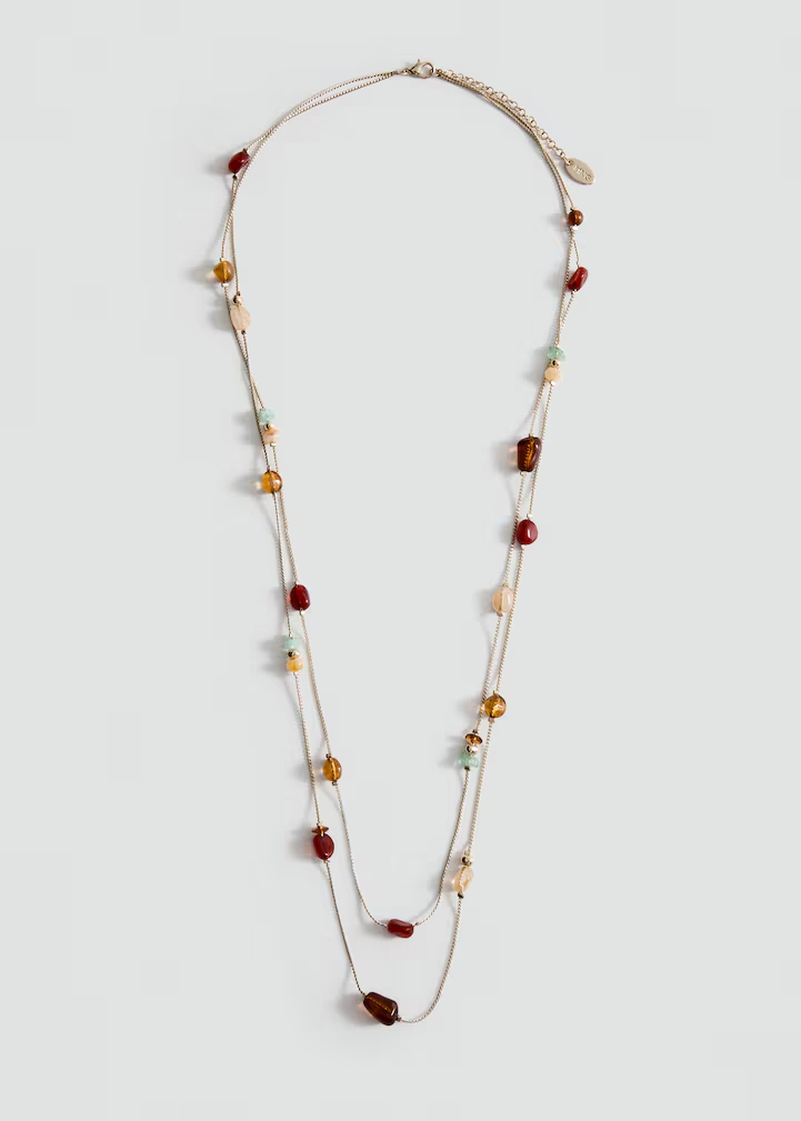 Double Layer Mixed Natural Irregular Bead Long Necklace
