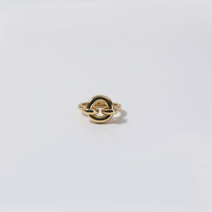 Glossy Gold Linked Circle Ring
