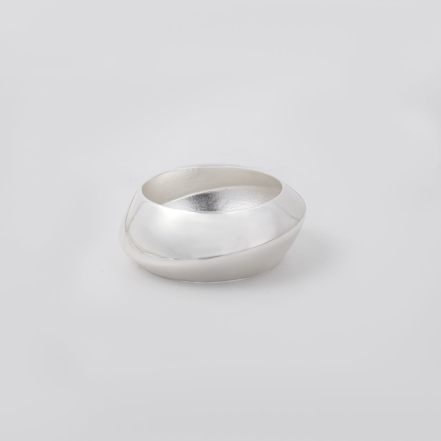 Glossy Silver Wide Bangle