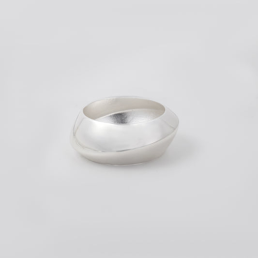 Glossy Silver Wide Bangle