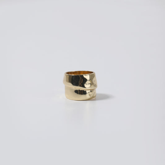 Gold Hammered Wide Ring