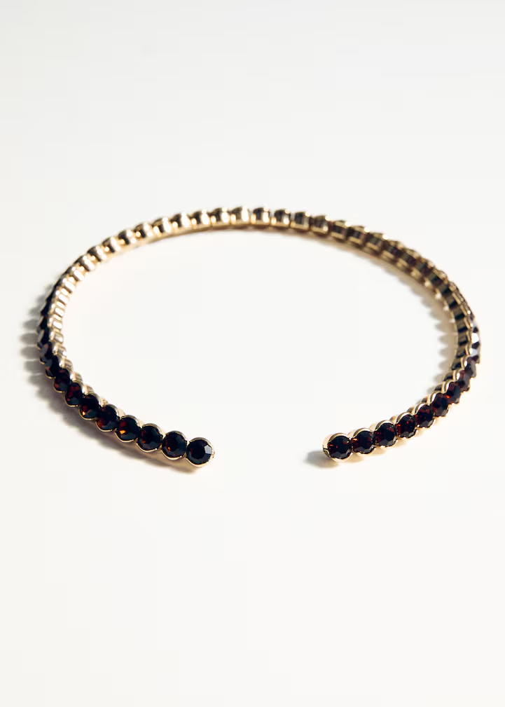 Gold-Tone Garnet & Baguette Crystal Cuff Choker