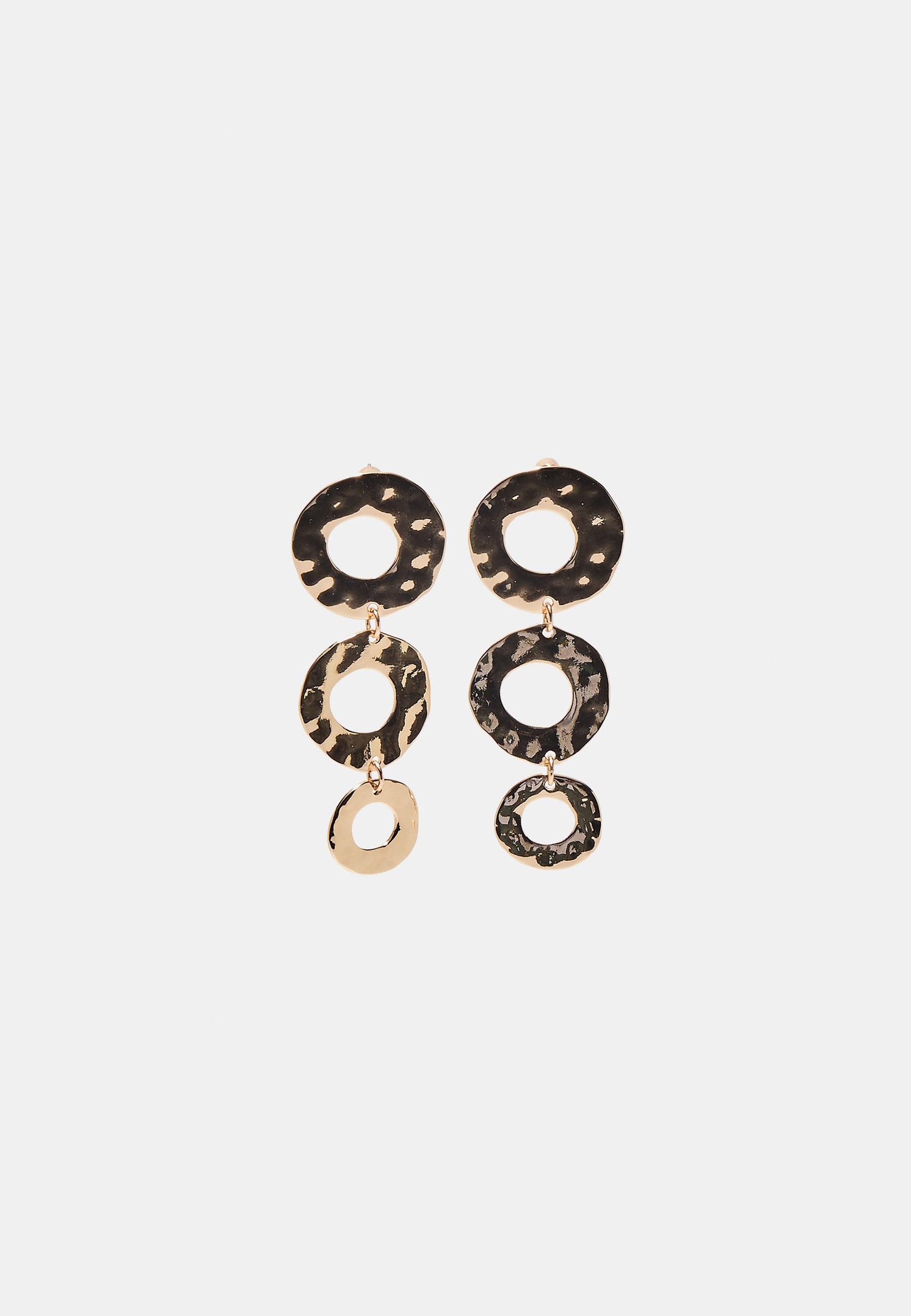 Gold-Tone Hammered Asymmetrical Open Circle Drop Earrings