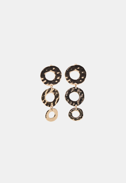 Gold-Tone Hammered Asymmetrical Open Circle Drop Earrings